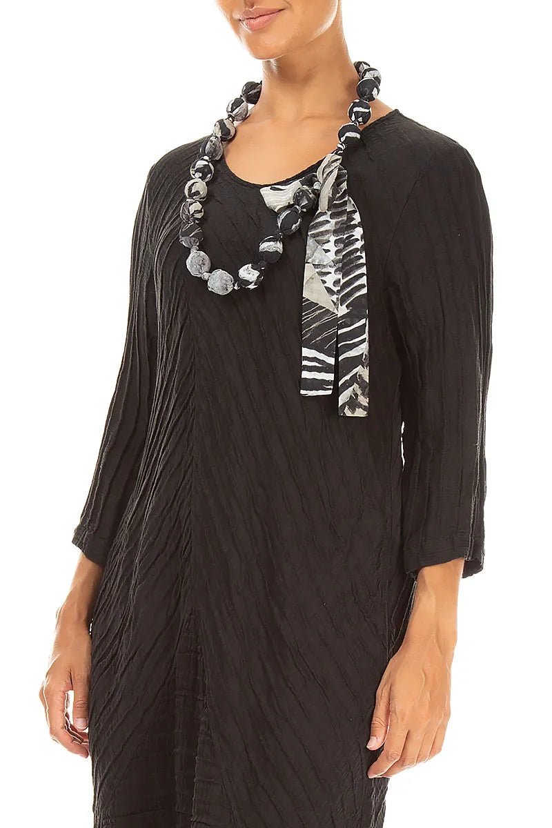 Wild Ink Textured Silk Bead Necklace
