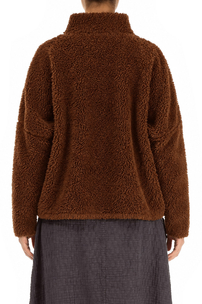 Zips Aged Copper Teddy Cotton Jacket 2