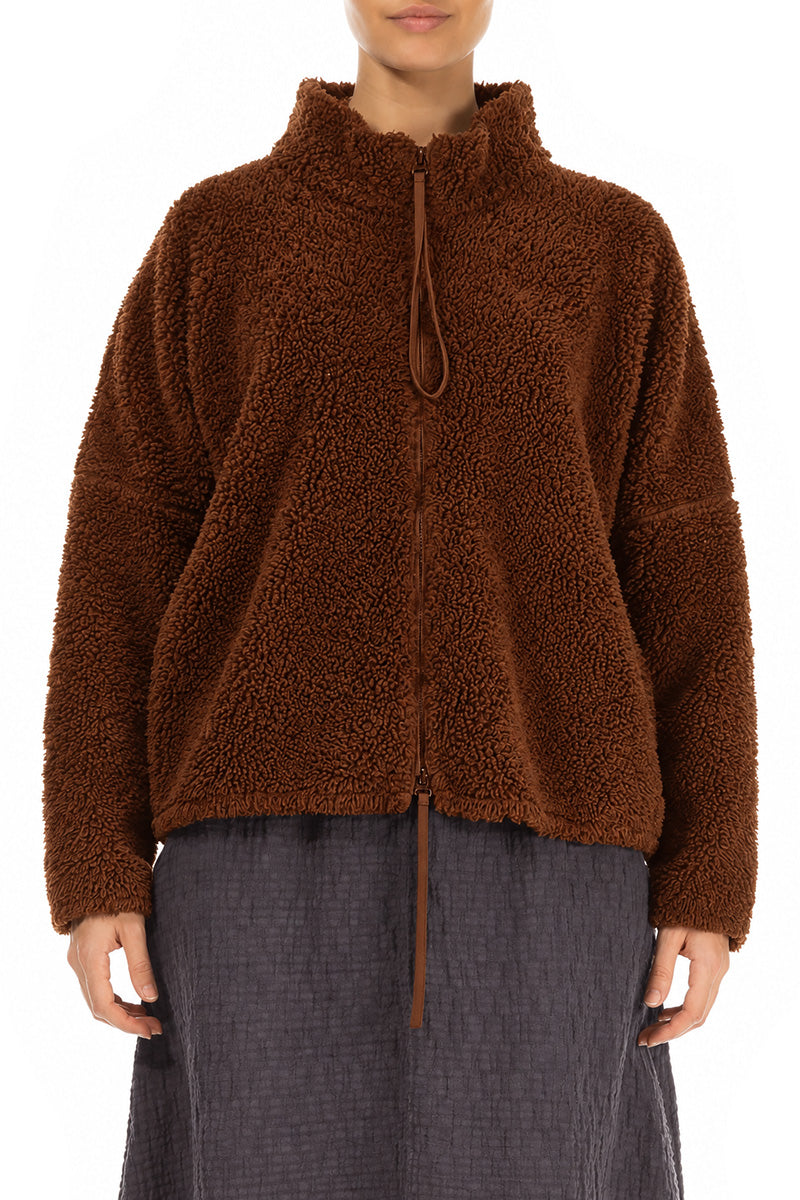 Zips Aged Copper Teddy Cotton Jacket 1