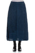 A-line Crinkled Petrol Blue Silk Skirt 1