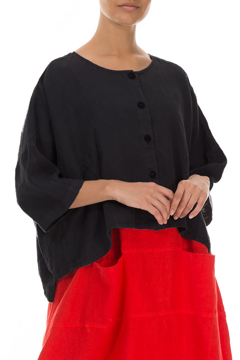 Boxy Black Linen Jacket 4