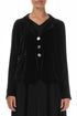Buttoned Black Silk Velvet Jacket 1