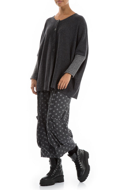 Buttoned Loose Grey Wool Sweater 5