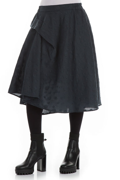 Dotty Midnight Blue Silk Cotton Skirt 3