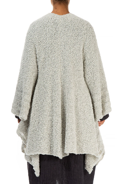 Flared Mélange Ivory Alpaca Wool Cardigan 2