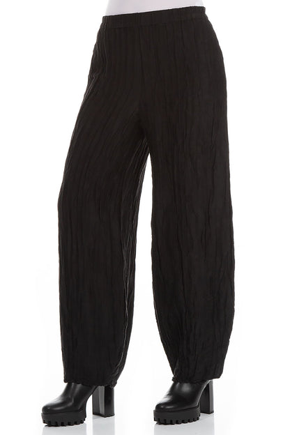 Long Black Crinkled Trousers 3
