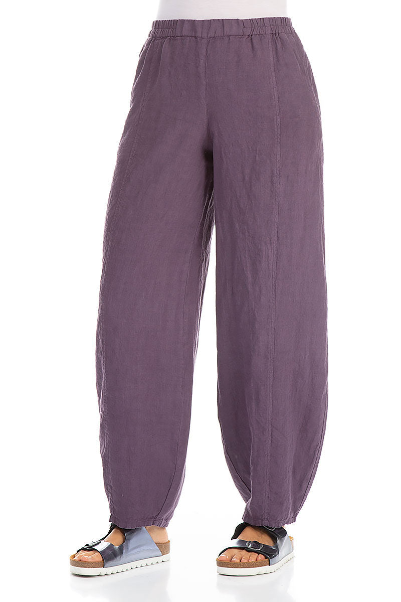 Taper Long Amethyst Linen Trousers 3