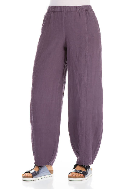 Taper Long Amethyst Linen Trousers 3