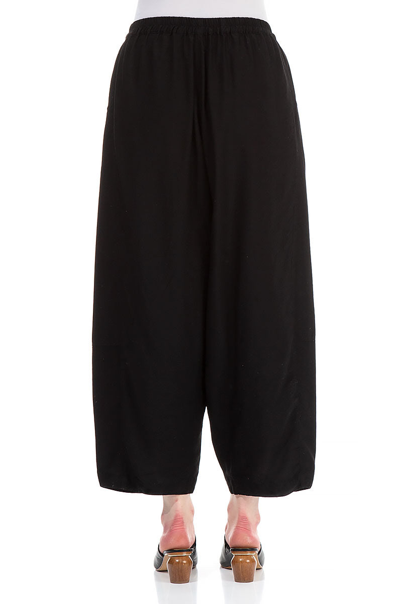 Loose Black Silk Bamboo Trousers 2