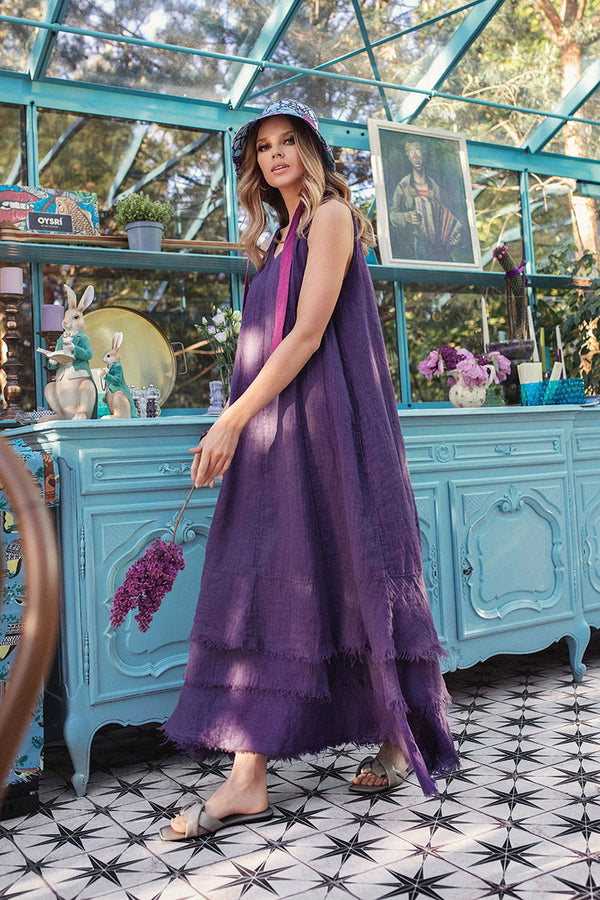 Maxi Amethyst Gauze Linen Dress 1