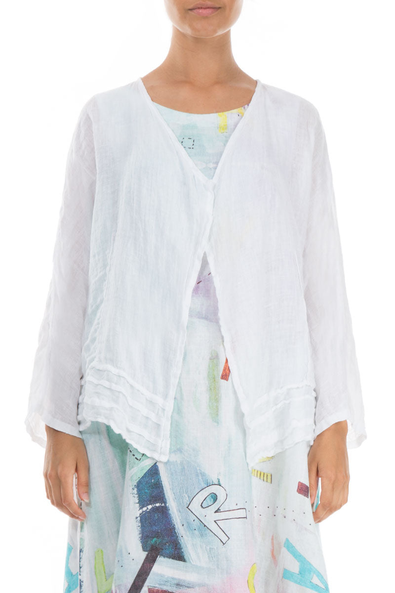 Open White Gauze Linen Jacket 1
