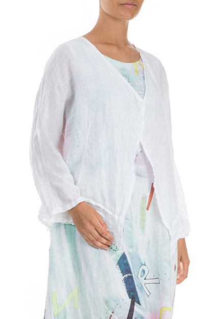 Open White Gauze Linen Jacket 3