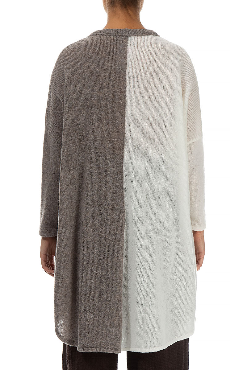 Oversized Dual White Light Brown Wool Sweater 2