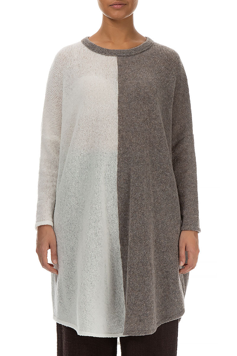 Oversized Dual White Light Brown Wool Sweater 1