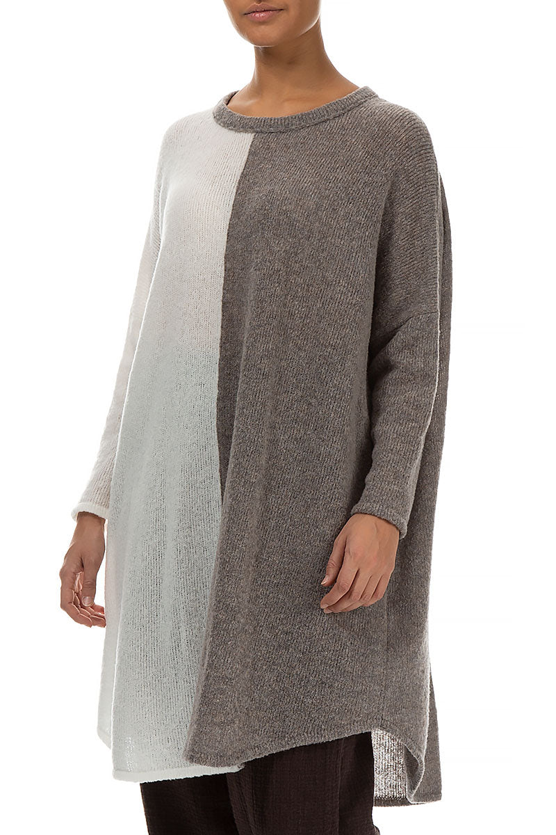 Oversized Dual White Light Brown Wool Sweater 3