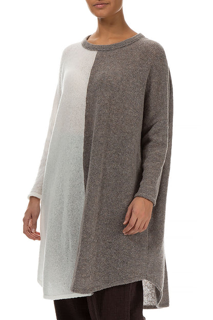 Oversized Dual White Light Brown Wool Sweater 3