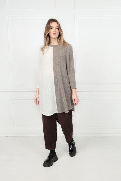 Oversized Dual White Light Brown Wool Sweater 5