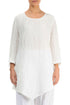 Side Pocket Crinkled Off White Silk Linen Tunic 1